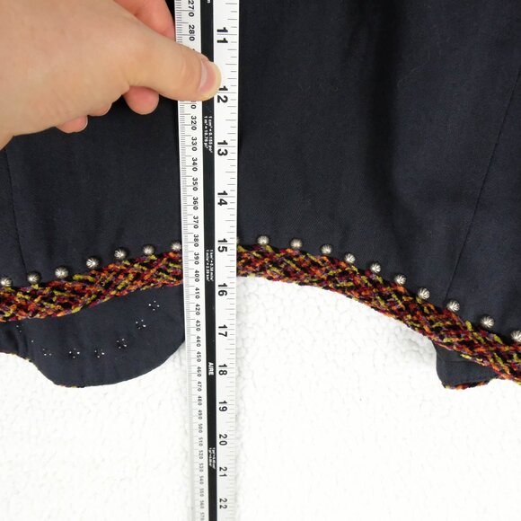 Double D Ranch Blazer Womens Large Black Cropped Western Embroidered Cross Open - Picture 5 of 9